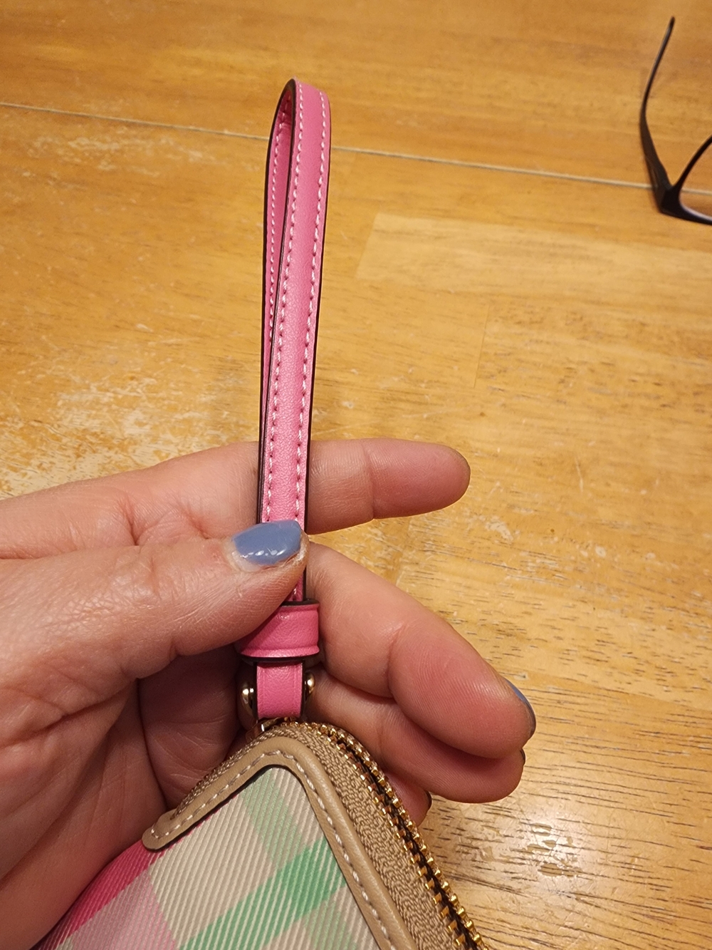 Coach Pink & Mint Plaid Wristlet Wallet - Picture 3 of 13